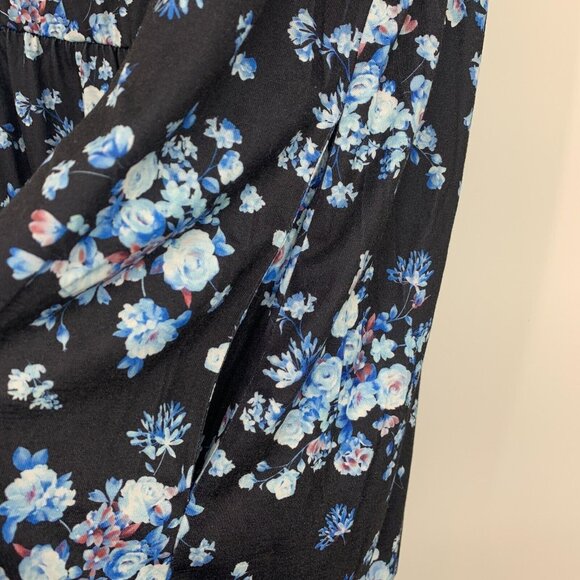 Pinup Fashion Maxi Dress Blue Floral Print Sleeveless Pockets NWT - Picture 7 of 11